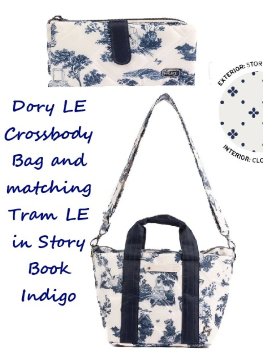 Brand New Lug Dory LE Crossbody Bag & Tram LE in Story Book Indigo